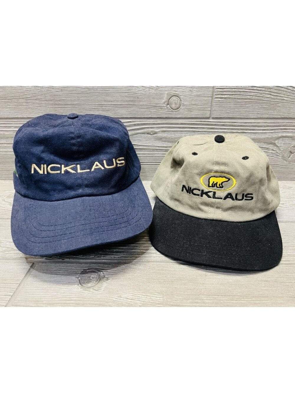 Lot of 2 Cotton Dad Strapback Hats Jack Nicklaus Golden Bear Golf Caps Y2K